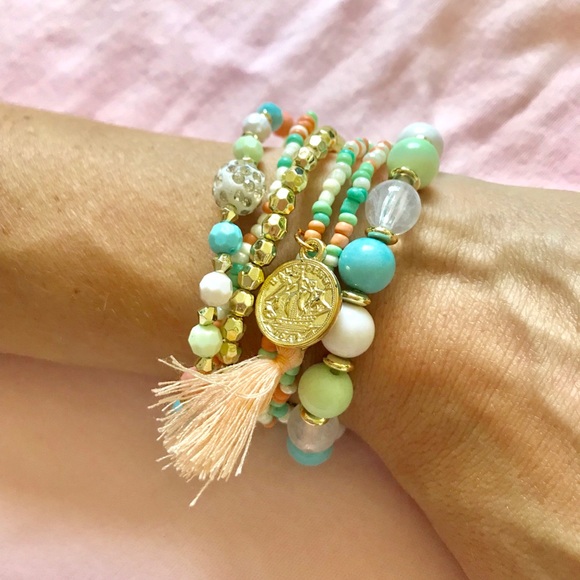 Pastel Beaded Stretch Bracelet - Picture 3 of 7